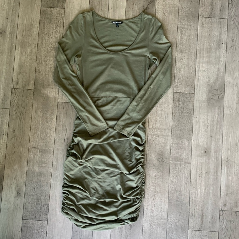 Express Women’s Olive Green Long Sleeve Dress